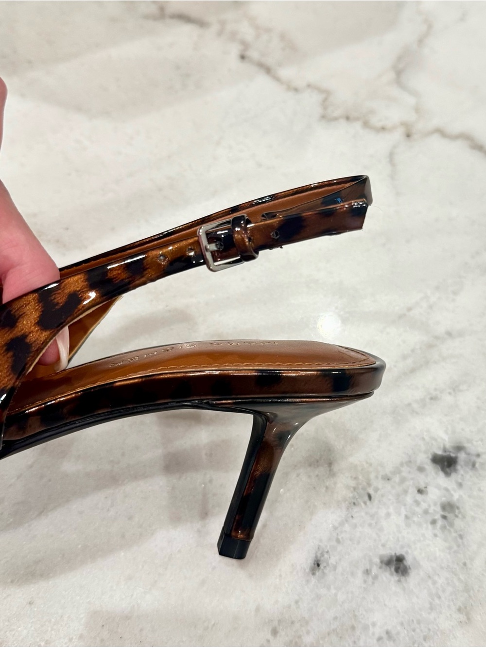 NWT Marc Fisher Leopard-Print Pointed Slingback Heels with Bow Size 6.5 - Picture 4 of 7